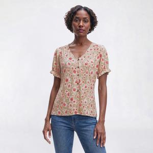 Womens Emily Daniels Short Sleeve Disco Dot Floral Blouse
